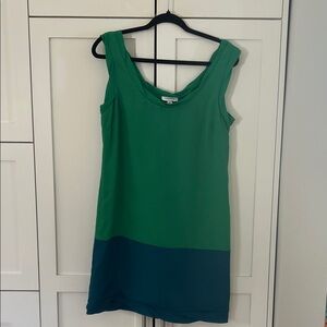 Green and Teal Colorblock Sleeveless Mini Dress